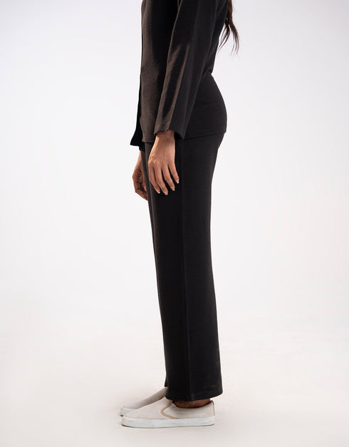 TEXTURED WIDE LEG TROUSERS